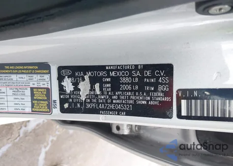 2017 Kia Forte Lx z USA, uszkodzony, nr VIN 3KPFL4A72HE045321